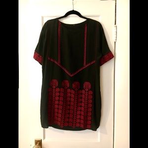 Black & red embroidered tunic